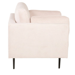 Fauteuil en velours côtelé beige avec pieds en métal noir ROMEO