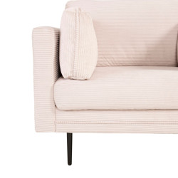 Fauteuil en velours côtelé beige avec pieds en métal noir ROMEO