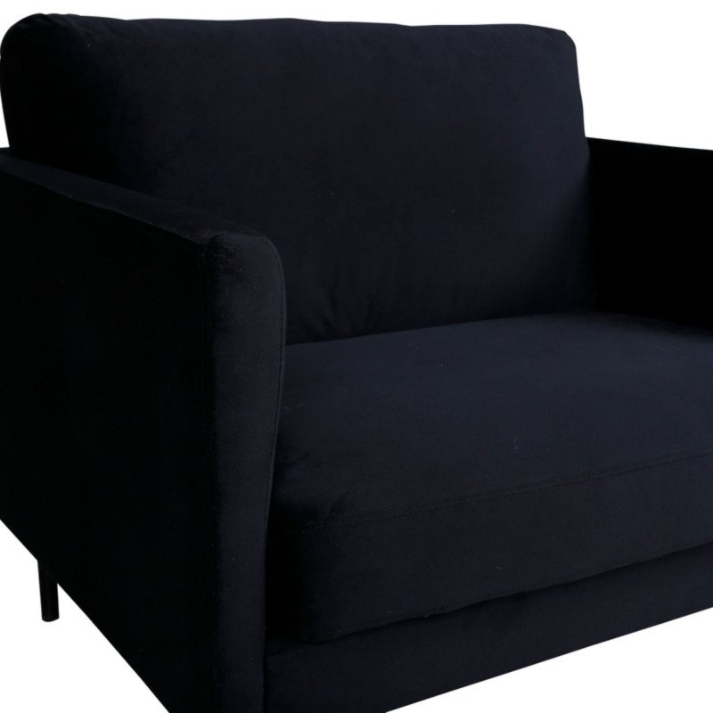 Fauteuil élégant noir en velours ERIC