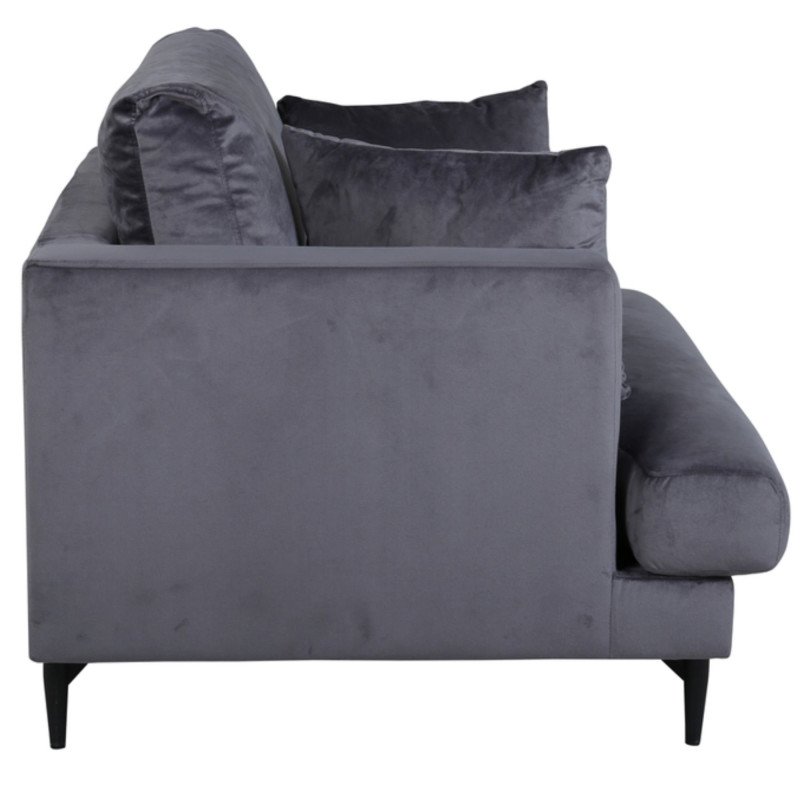 Fauteuil minimaliste gris foncé en velours MANU