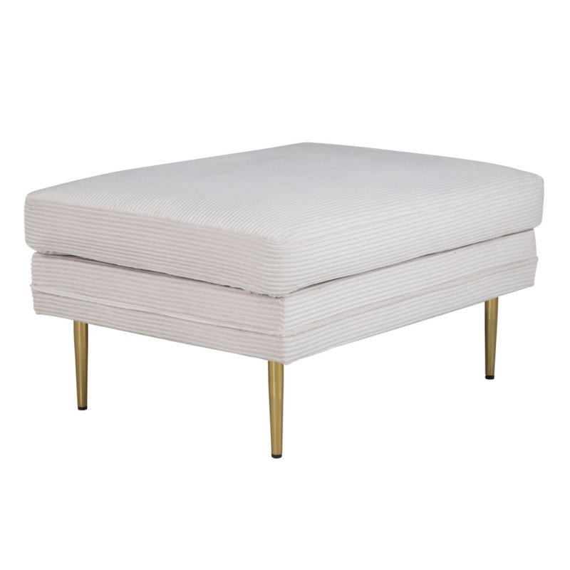 Pouf rectangulaire en velours côtelé beige ADRIAN