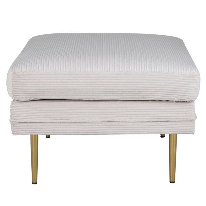 Pouf rectangulaire en velours côtelé beige ADRIAN