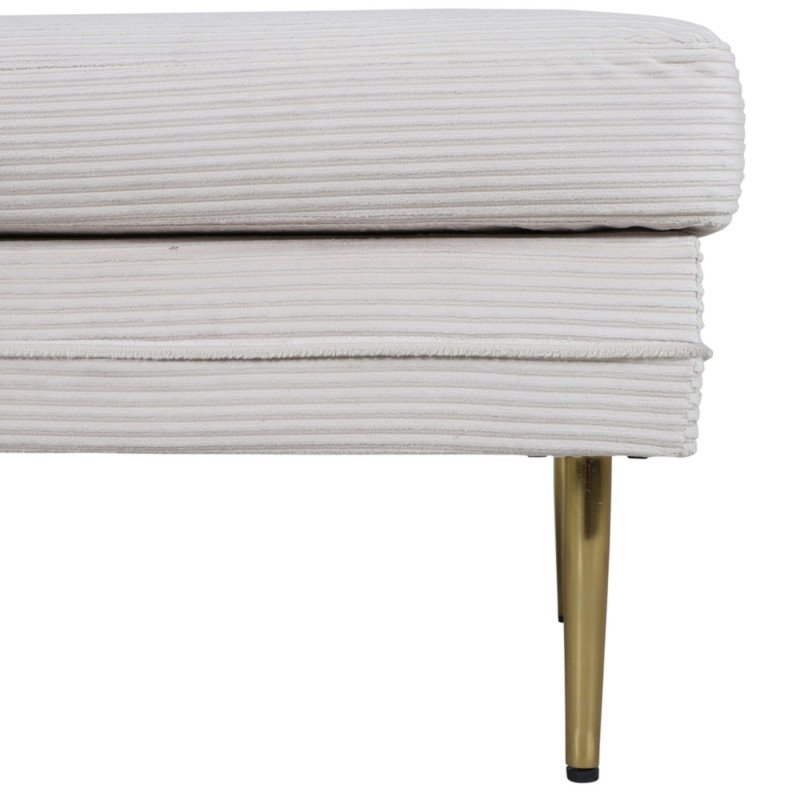 Pouf rectangulaire en velours côtelé beige ADRIAN