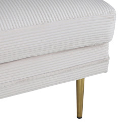 Pouf rectangulaire en velours côtelé beige ADRIAN