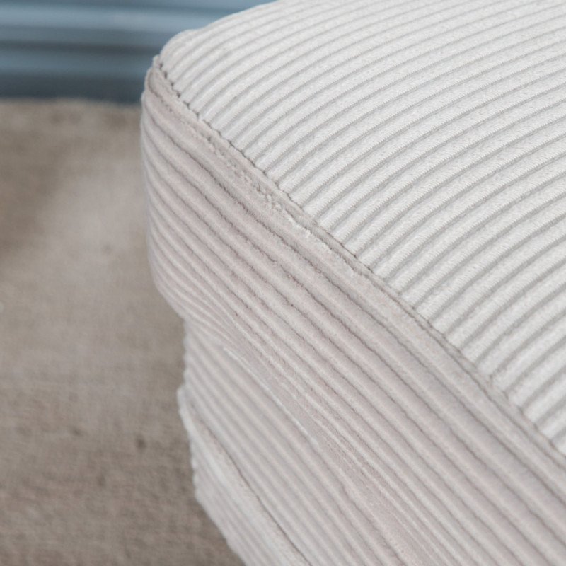 Pouf rectangulaire en velours côtelé beige ADRIAN