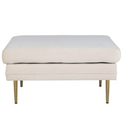 Pouf rectangulaire en velours beige pieds dorés ADRIAN