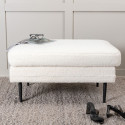 Pouf rectangulaire en tissu bouclé blanc ADRIAN