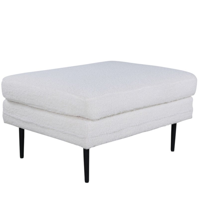 Pouf rectangulaire en tissu bouclé blanc ADRIAN