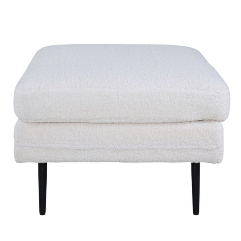 Pouf rectangulaire en tissu bouclé blanc ADRIAN