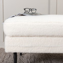 Pouf rectangulaire en tissu bouclé blanc ADRIAN