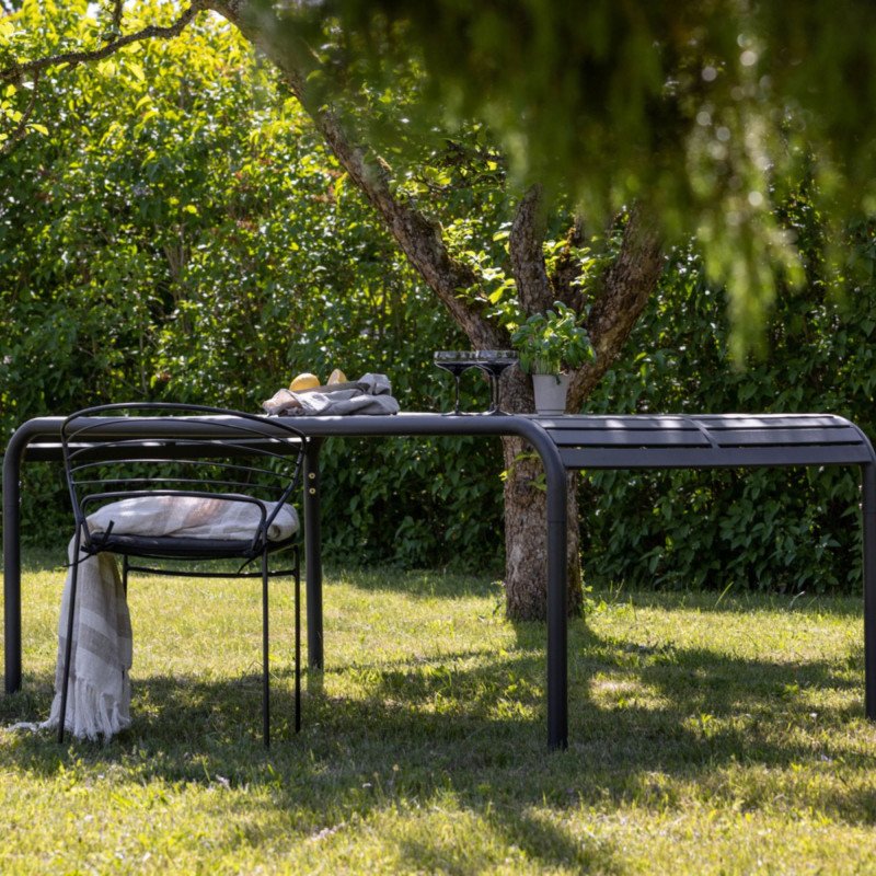 Table de jardin 200x100cm en aluminium noir ANGELA