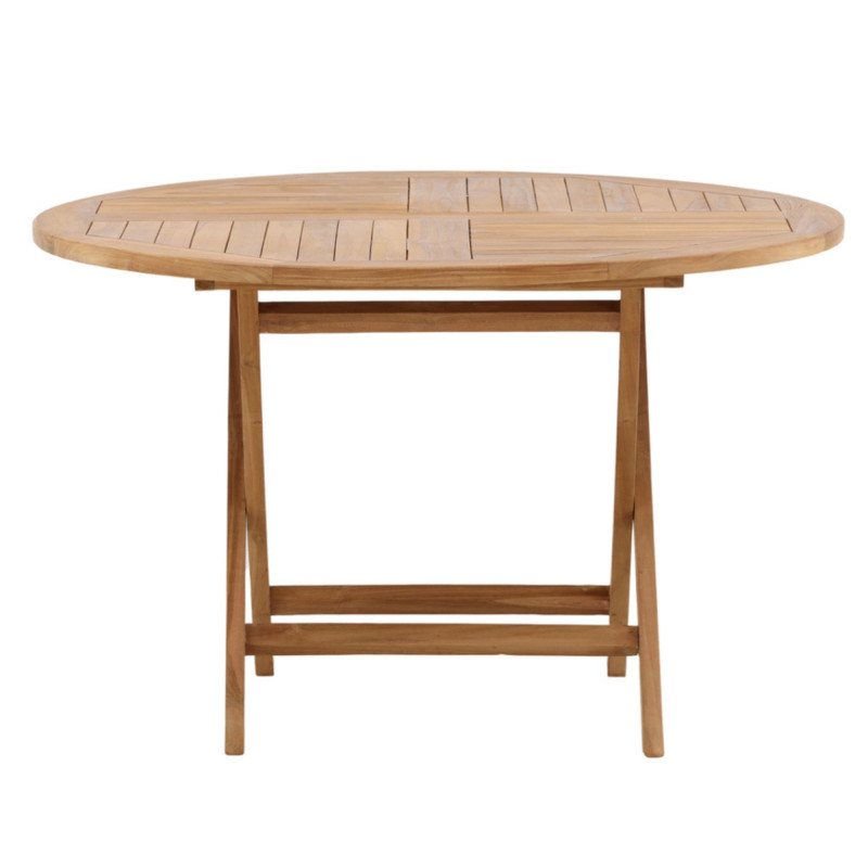 Table de jardin ronde 120cm en bois de teck CECILIA