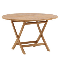 Table de jardin ronde 120cm en bois de teck CECILIA