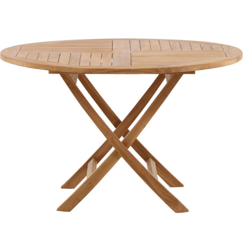 Table de jardin ronde 120cm en bois de teck CECILIA