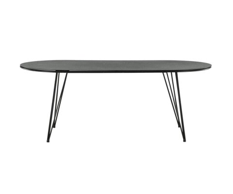 Table de jardin ovale 200x100cm en métal noir MASCLA