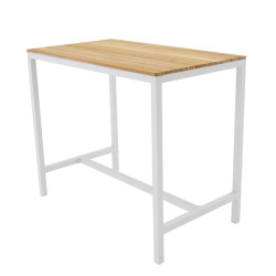 Table haute d'extérieur en bois et aluminium blanc OPALINE