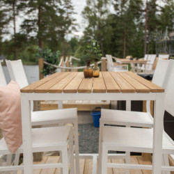 Table haute d'extérieur en bois et aluminium blanc OPALINE