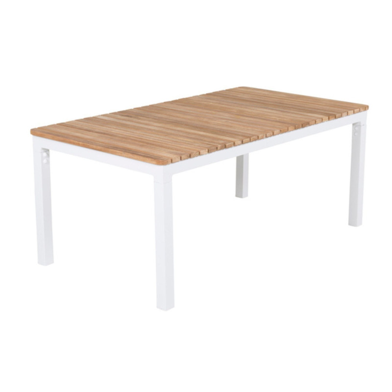 Table basse extérieur en bois et aluminium blanc OPALINE