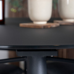 Table de jardin ronde 100cm en aluminium noir EVANE