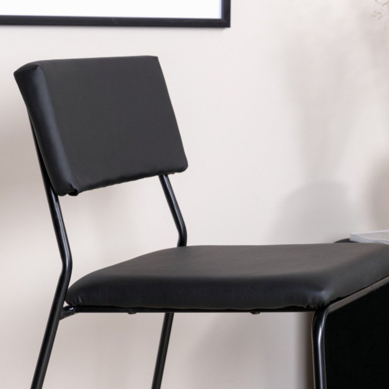 Lot de 2 chaises en simili noir PIZAKA