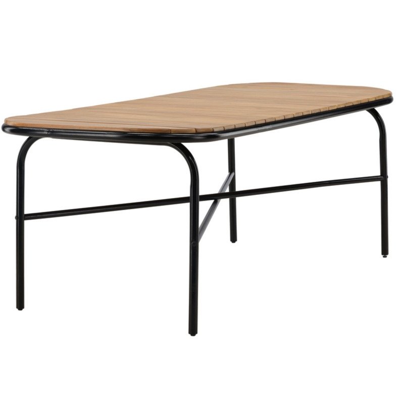 Table de jardin 200x90cm en bois et métal noir FYNN