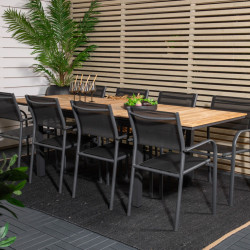 Table de jardin extensible en bois et métal noir GOLDAM