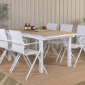 Table de jardin en bois massif et aluminium blanc ALIAGA