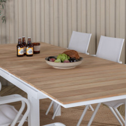 Table de jardin en bois massif et aluminium blanc ALIAGA