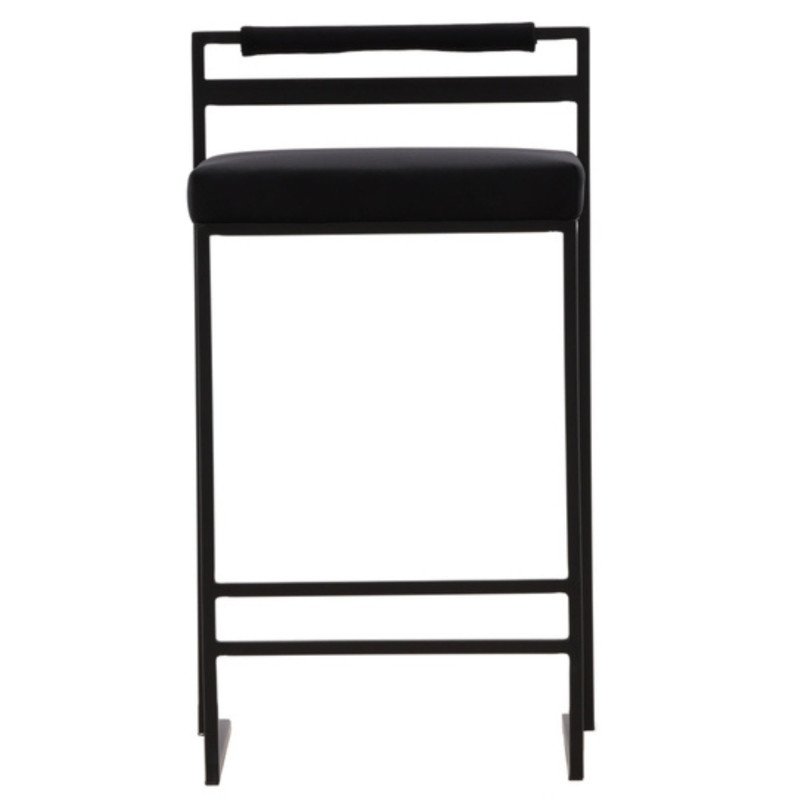 Lot de 2 tabourets en métal noir avec coussin VILNIUS