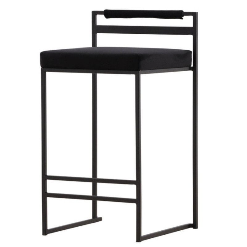 Lot de 2 tabourets en métal noir avec coussin VILNIUS