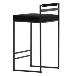 Lot de 2 tabourets en métal noir avec coussin VILNIUS