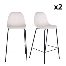 Lot de 2 tabourets moderne en simili beige CONSTAB