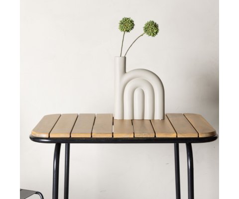 Table de jardin 70x88cm en bois et métal noir FYNN