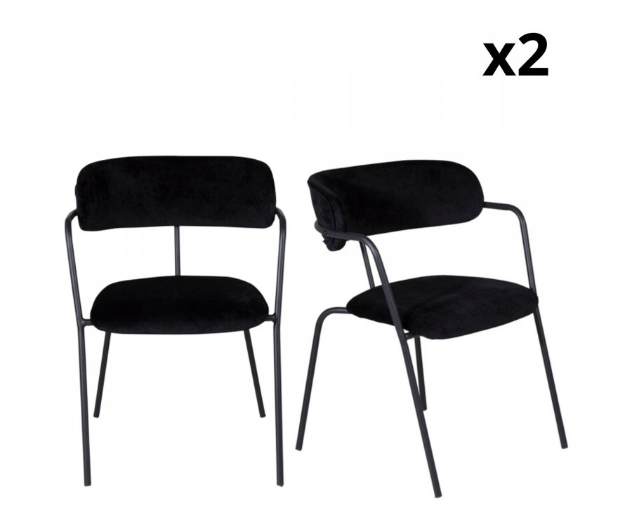 Lot de 2 chaises contemporaines en velours noir RUSSEL
