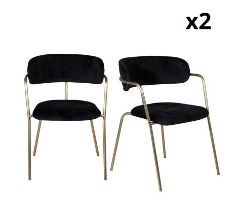 Lot de 2 chaises modernes en velours pieds dorés RUSSEL