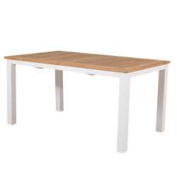 Table de jardin 152x92cm en bois et aluminium blanc SABOL