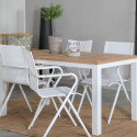 Table de jardin 152x92cm en bois et aluminium blanc SABOL