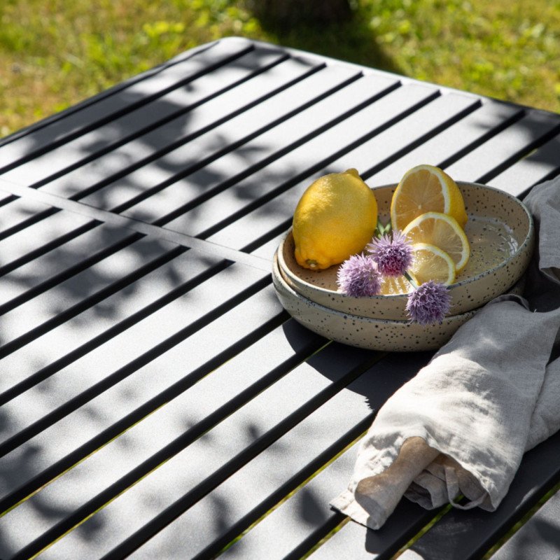 Table de jardin 200x100cm en aluminium noir ANGELA