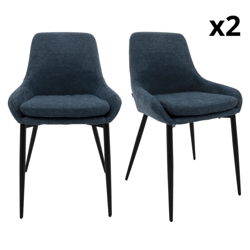 Lot de 2 chaises modernes en tissu rembourré LEANE