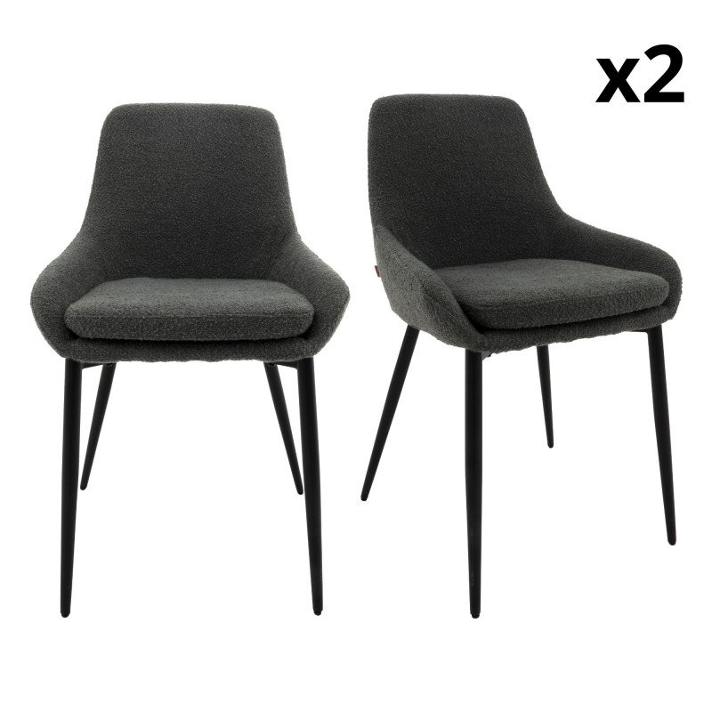 Lot de 2 chaises modernes en tissu rembourré LEANE