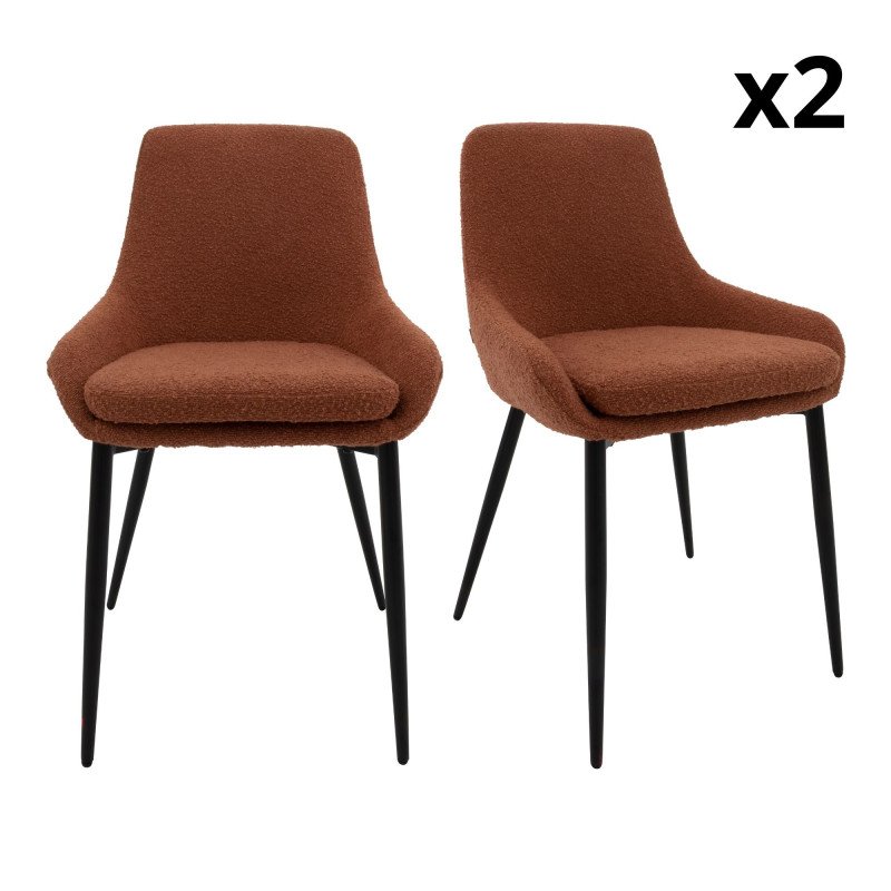 Lot de 2 chaises modernes en tissu rembourré LEANE