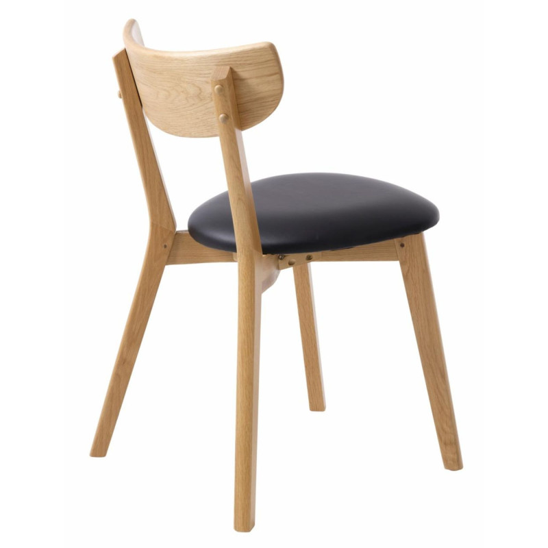 Chaise moderne en bois naturell avec coussin noir PERLA
