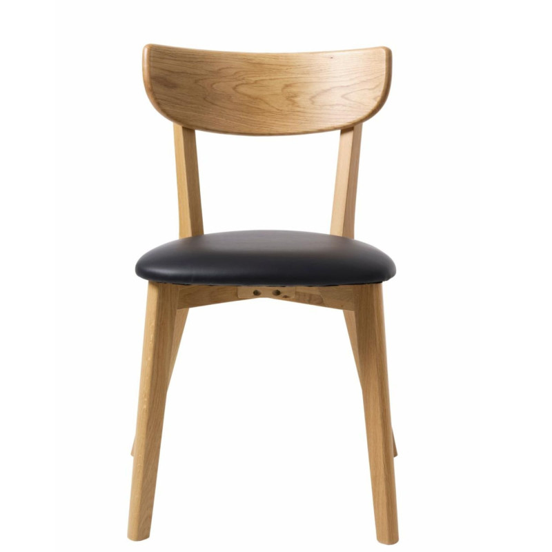 Chaise moderne en bois naturell avec coussin noir PERLA