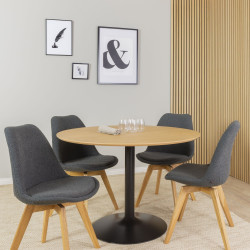 Table ronde plateau bois pied central BOULBI