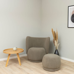 Fauteuil rond en tissu bouclé marron BELIG