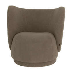 Fauteuil rond en tissu bouclé marron BELIG