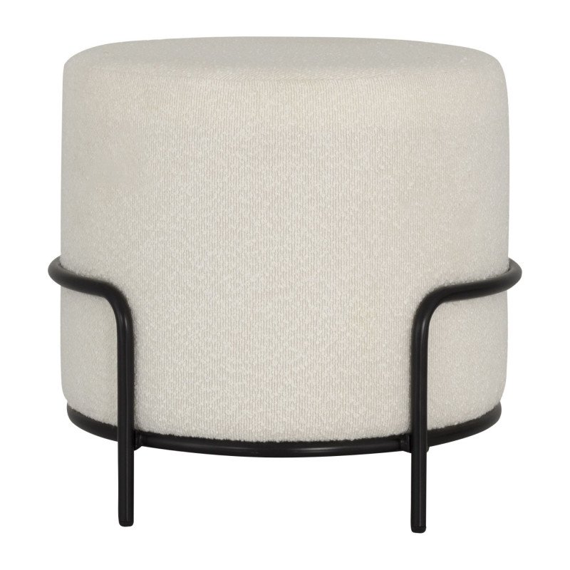 Pouf rond en tissu bouclé blanc BERAWA