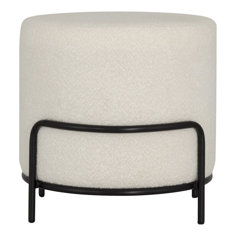 Pouf rond en tissu bouclé blanc BERAWA