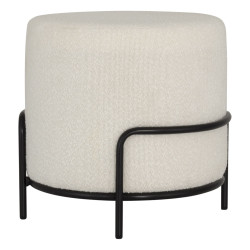 Pouf rond en tissu bouclé blanc BERAWA