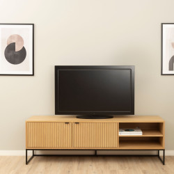 Meuble TV en bois effet tasseaux 176cm UBUD